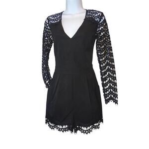 Adelyn Rae Elegant Black Lace‎ Romper - XS